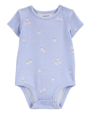 Product image 1 of Baby Floral Short-Sleeve Bodysuit - Blue