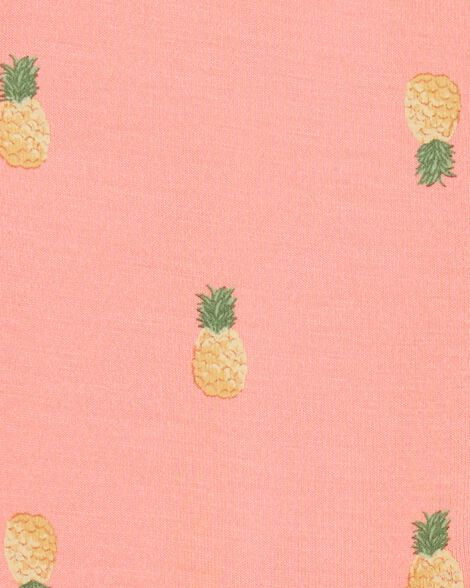  Product image 4 of Baby Pineapple Print 2-Way Zip PurelySoft Convertible Foot Sleep & Play Pajamas - Coral