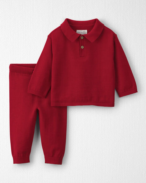 Baby Boy 2-Piece Organic Cotton Sweater Knit Top & Pant Set