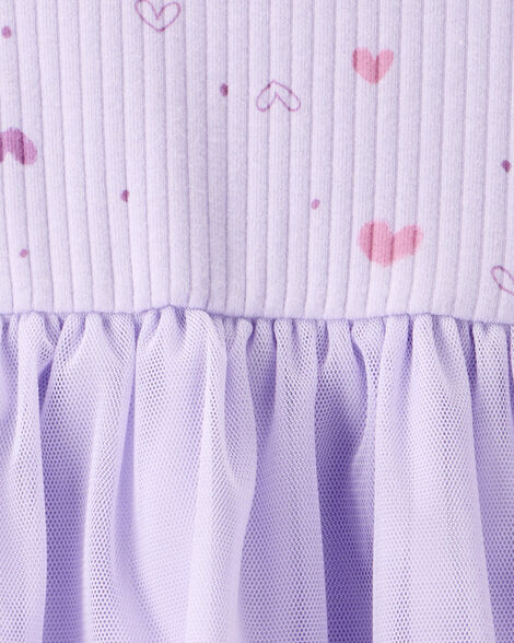 Product image 4 of Baby Girl Heart Print Long-Sleeve Dress - Purple