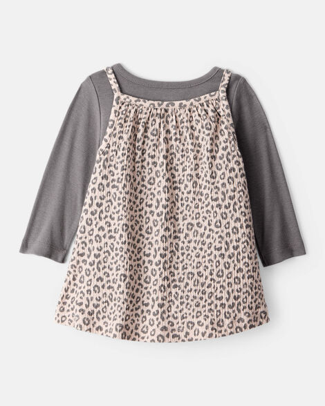 Product image 2 of Baby Girl 2-Piece Leopard Leopard Print Long-Sleeve Dress Set