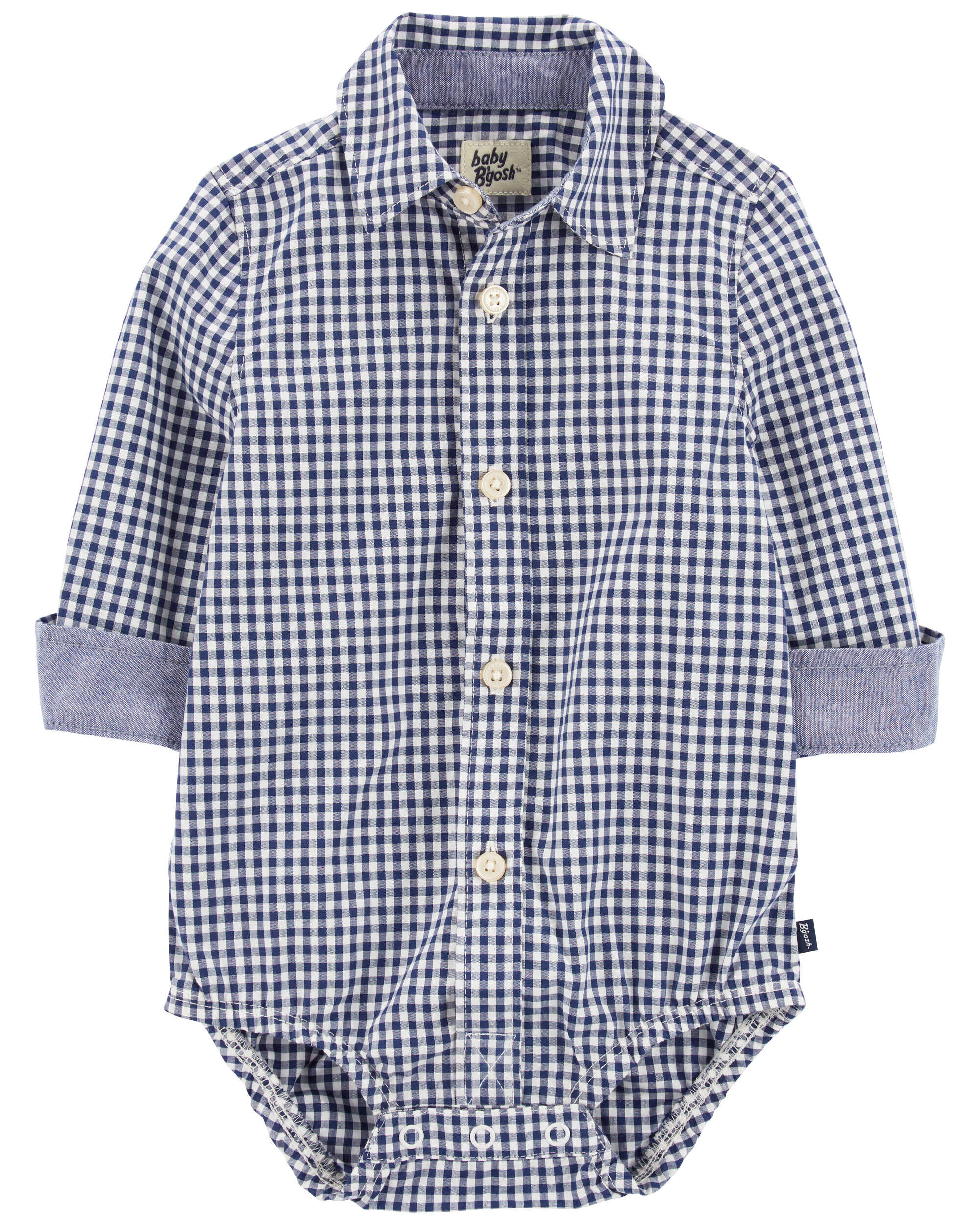 OshKosh Bgosh Baby Boy Gingham Print Button-Front Bodysuit 12M Blue 28$