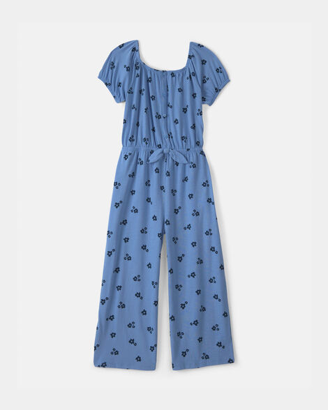 girls floral jumpsuit - blue