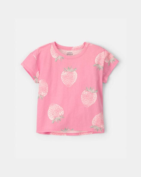 girls strawberry top - pink
