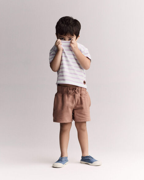 Toddler Relaxed Tee in Stripes- Blue/Purple