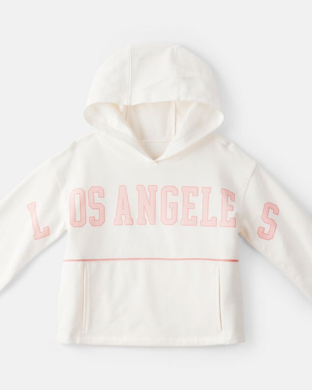 Product image 2 of Girls Los Angeles Cotton Long-Sleeve Hoodie - Cream