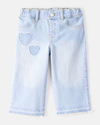 Product image 1 of Baby Embroidered Stretch Denim Wide Leg Jeans - Cowboy Wash