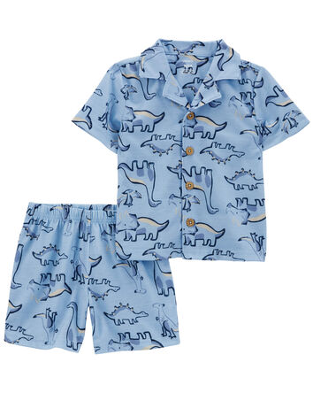 Toddler 2-Piece Dinosaur Coat-Style Pajama Set