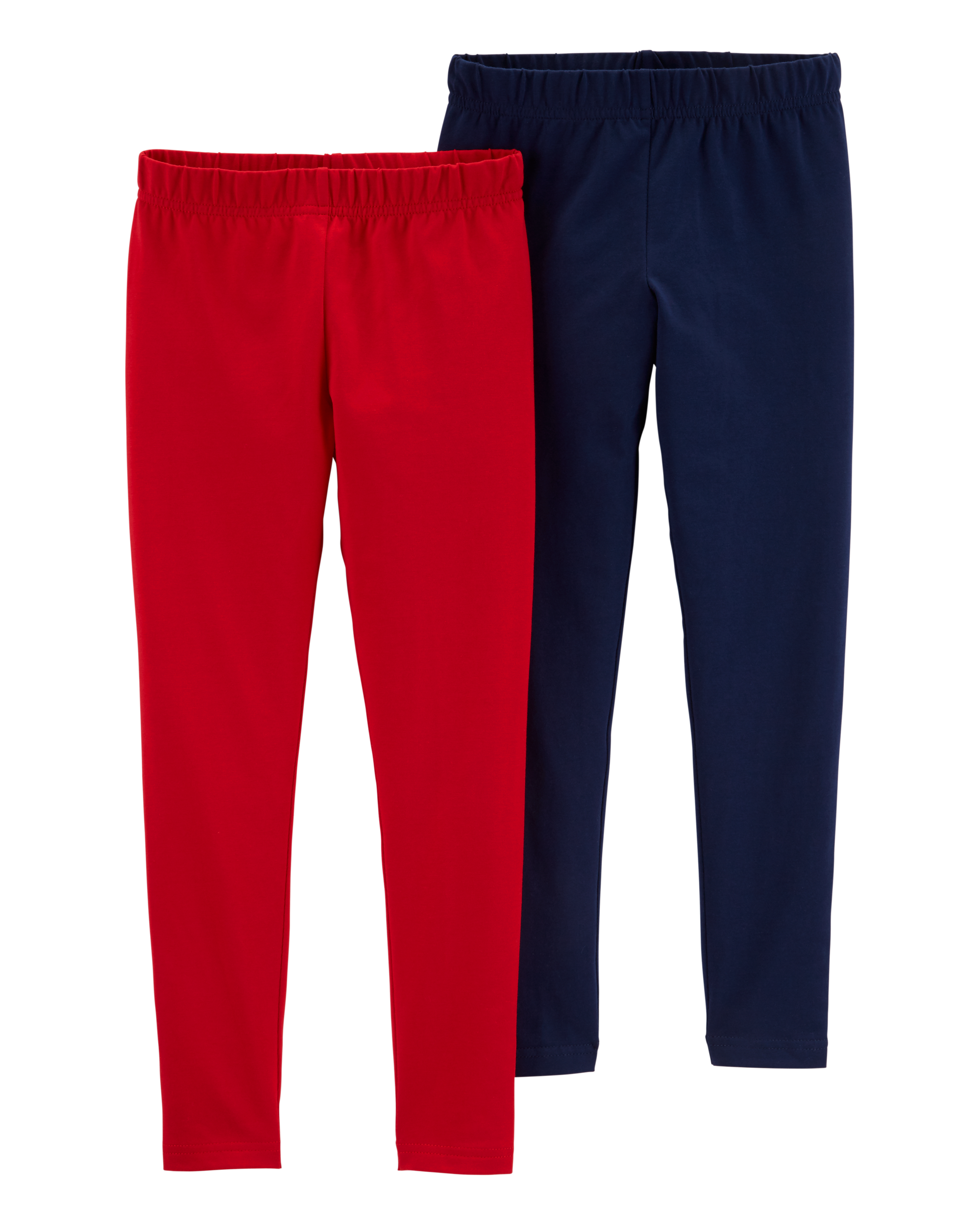 Kid 2-Pack Navy & Red Cotton Stretch Leggings