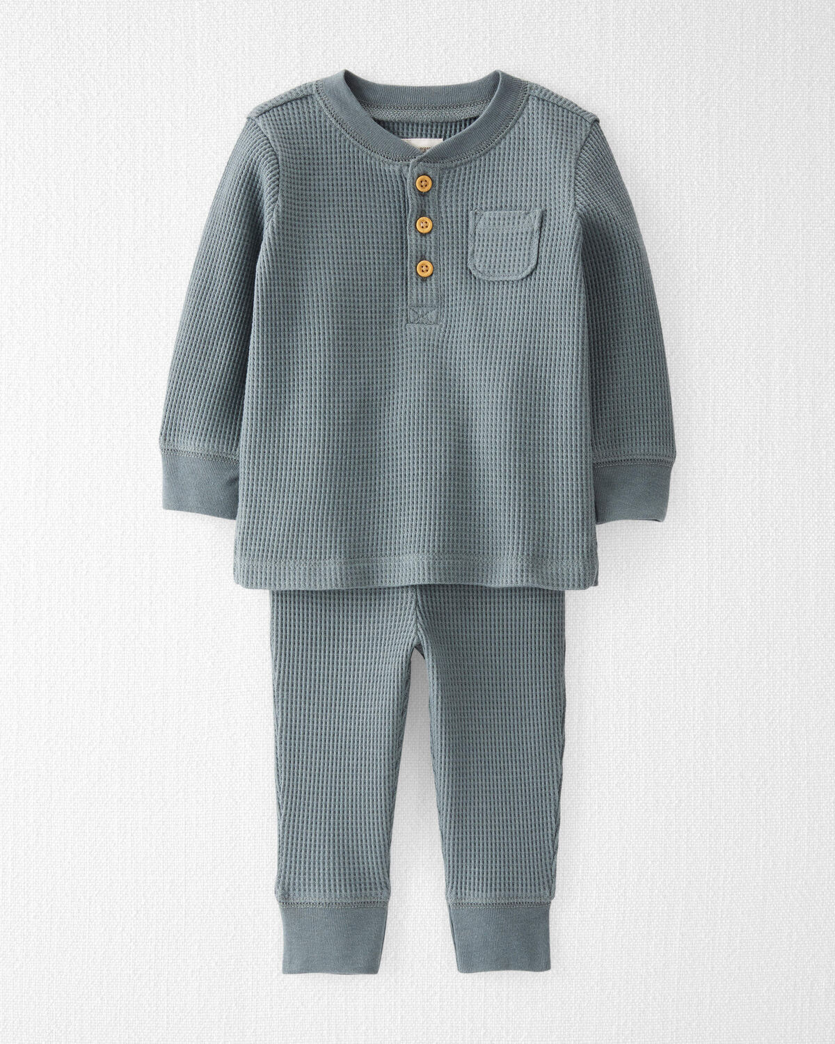 Rose Pink Waffle Knit Infant Lounge Set Pants & Top Knot Hat main image 1