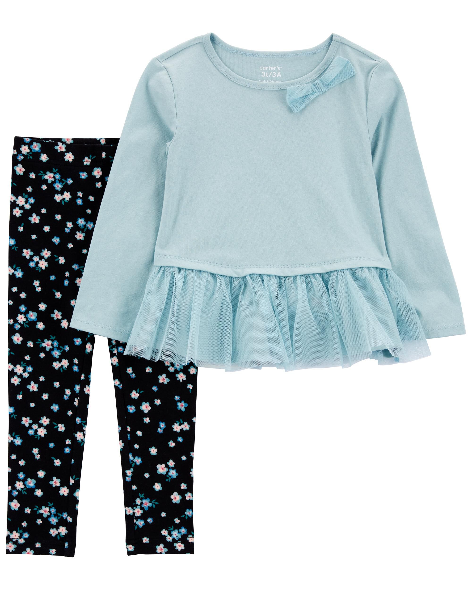 Toddler 2 Piece Tulle Peplum Top Floral Legging Set Carter s Carter s