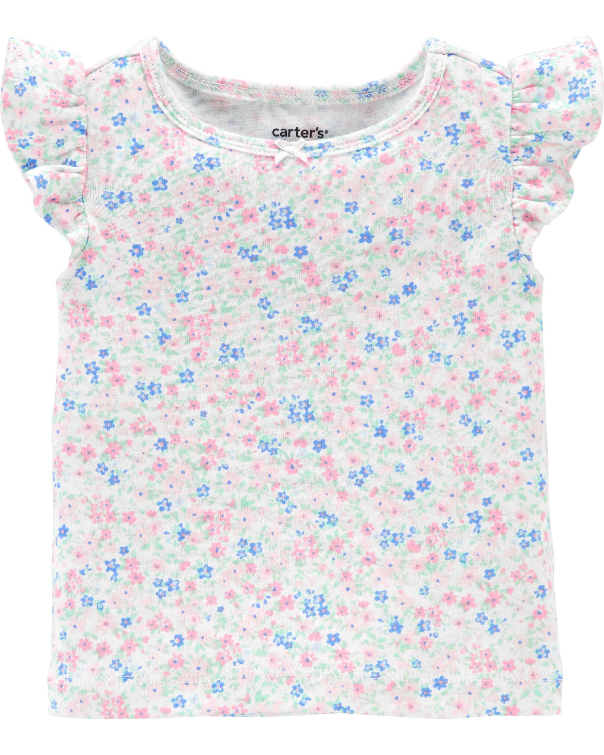baby girl carter's floral tee & chambray shortalls set