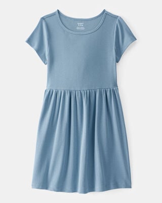 Product image 1 of Girls Ribbed Short-Sleeve Dress - Blue