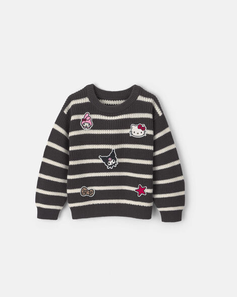 toddler girl hello kitty® striped sweater - grey