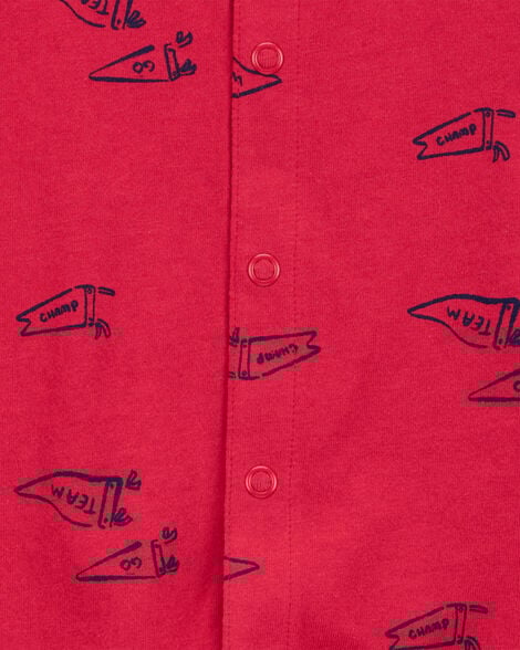Product image 2 of Baby Printed Short-Sleeve Romper - Red