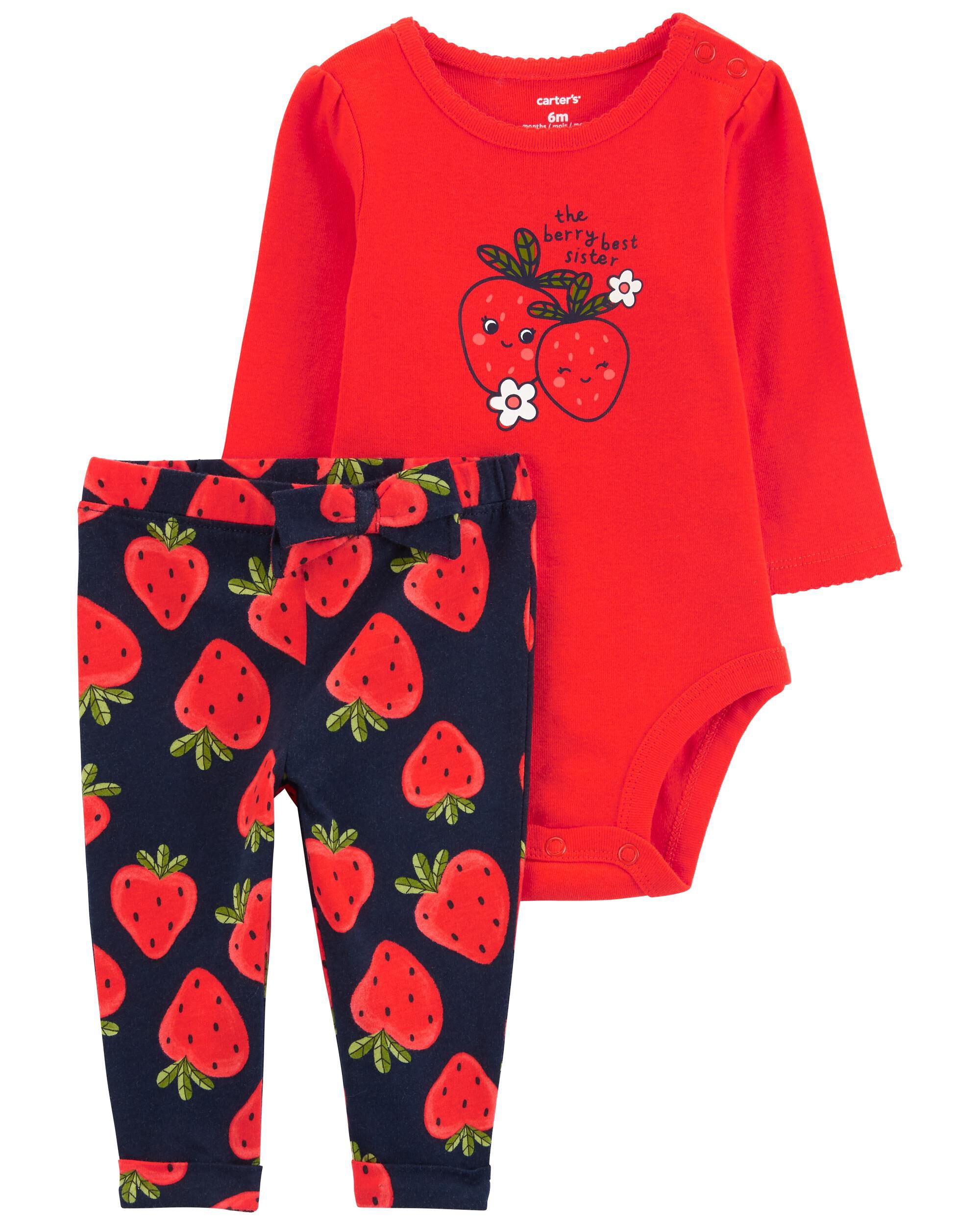 Baby 2 Piece Strawberry Bodysuit Pant Set