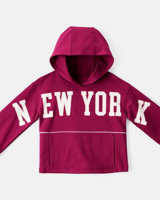 Product image 2 of Girls New York Cotton Long-Sleeve Hoodie - Red