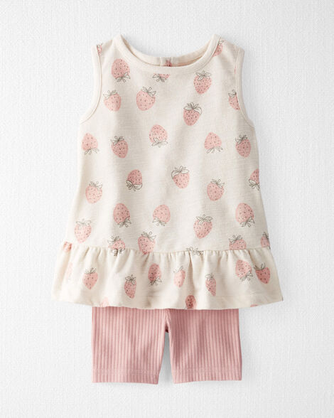 Toddler Girl 2-Piece Set Made with Organic Cotton in Strawberry Print