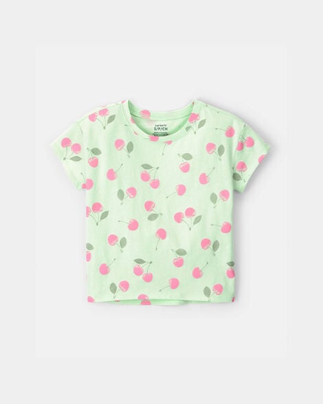 girls cherry top - green