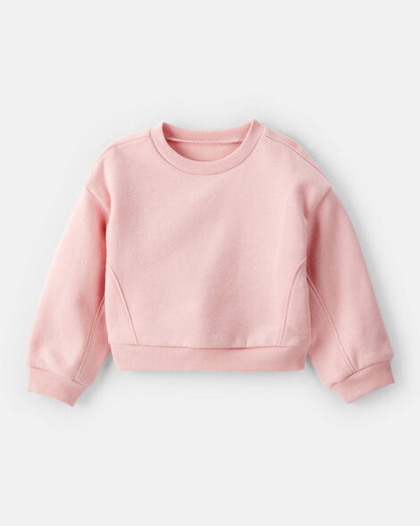 baby girl daydream fleece long-sleeve pullover sweatshirt - pink