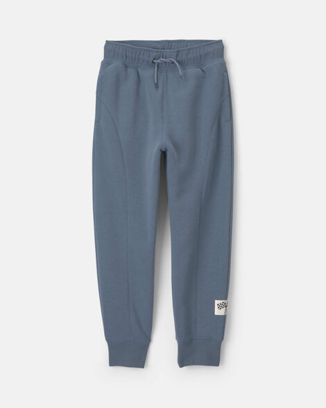 boys race car fleece pants - blue