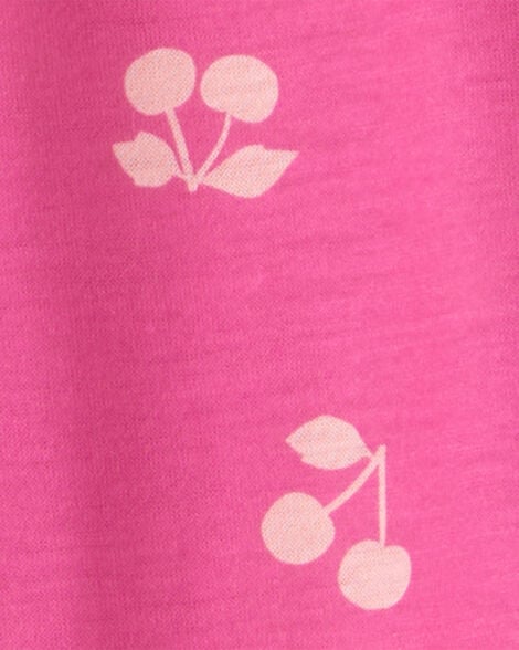 Girls Cherry Print Long-Sleeve Loose Fit Night Gowns - Pink