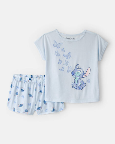girls 2-piece disney© lilo & stitch short-sleeve pajama set - blue