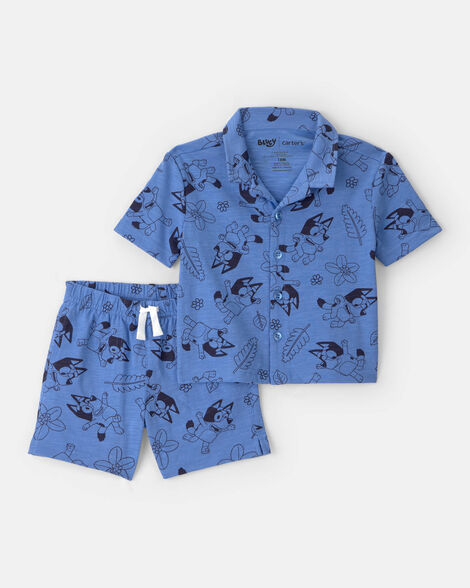 baby boy 2-piece bluey™ top & short set - blue