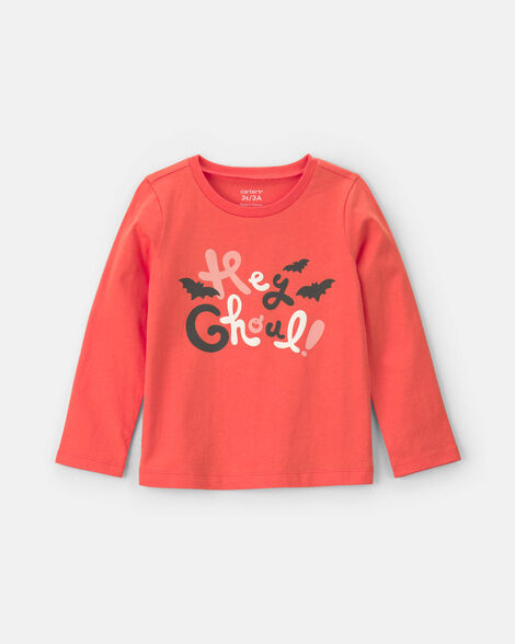 toddler girl 'hey ghoul' halloween long-sleeve graphic tee - orange
