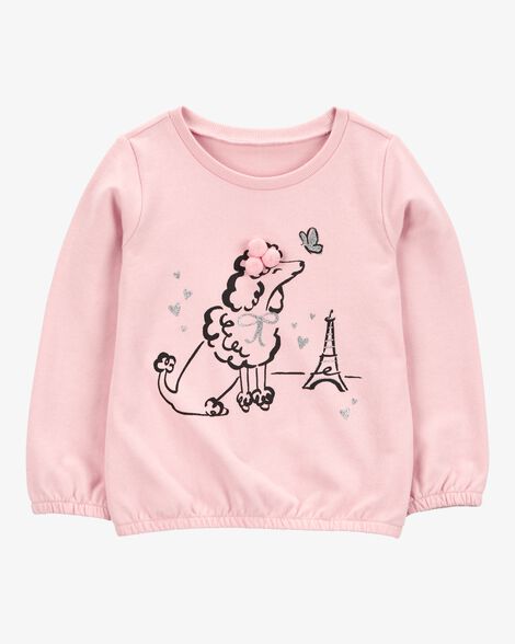  Product image 1 of Toddler Dog Knit Long-Sleeve Fashion Top - Pink