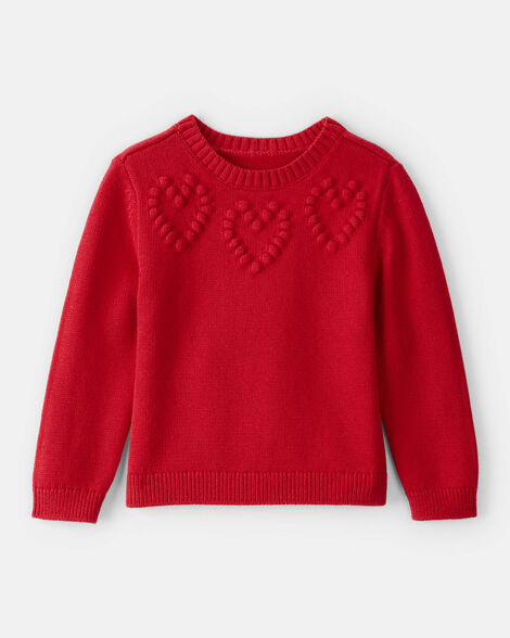 toddler girl heart long-sleeve sweater - red