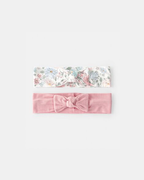 baby girl butterfly garden purelysoft headbands - pink/ivory