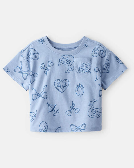 baby girl bow icon short-sleeve pocket tee - blue
