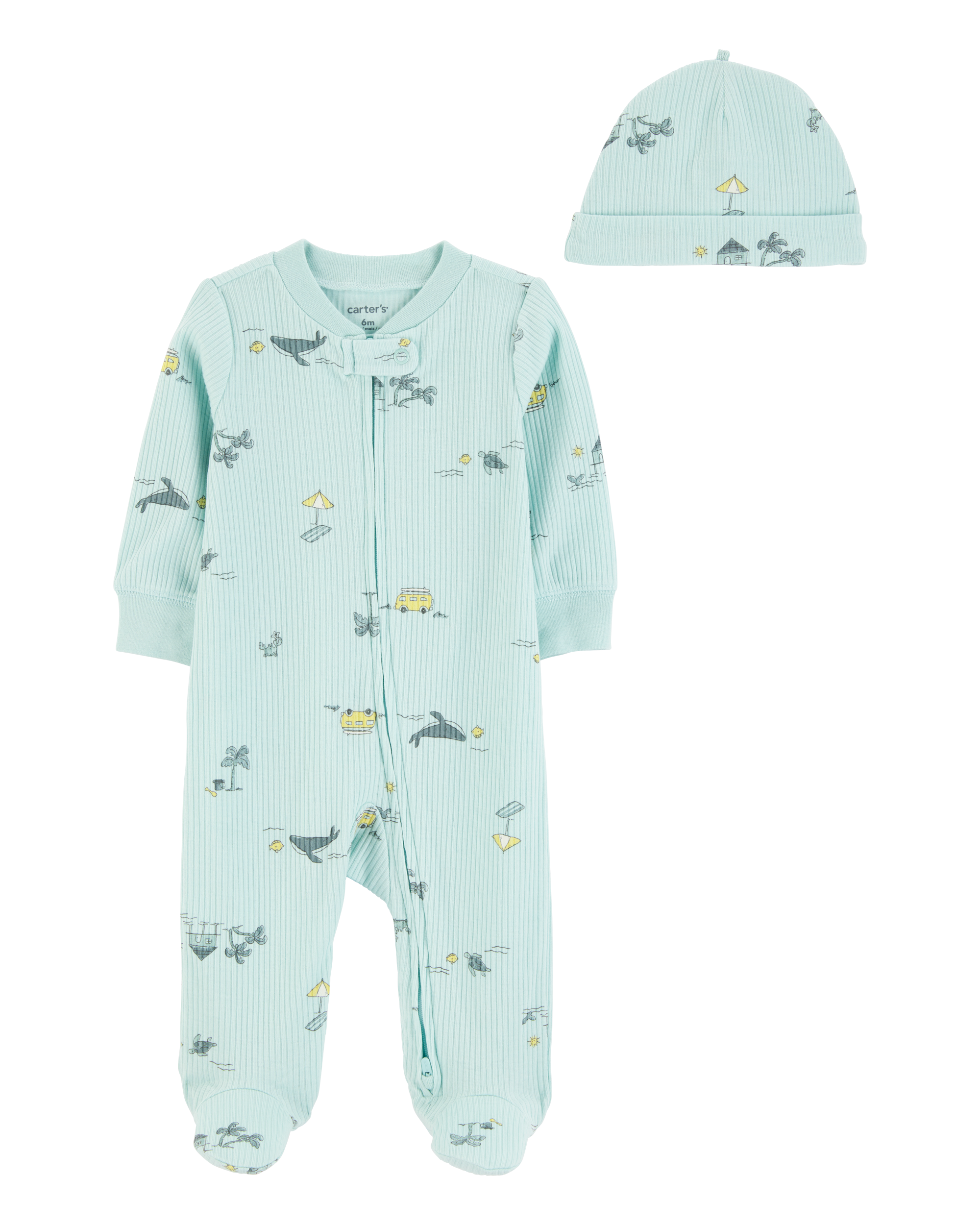 Baby 2-Piece Beach 2-Way Zip Sleep & Play Pajamas - Blue
