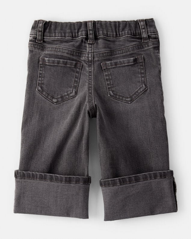 Product image 2 of Baby Girl Denim Wide-Leg Cuff Jeans - Grey