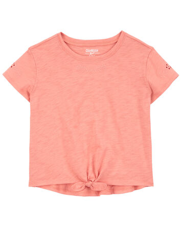 Kid Embroidered Tie-Front top