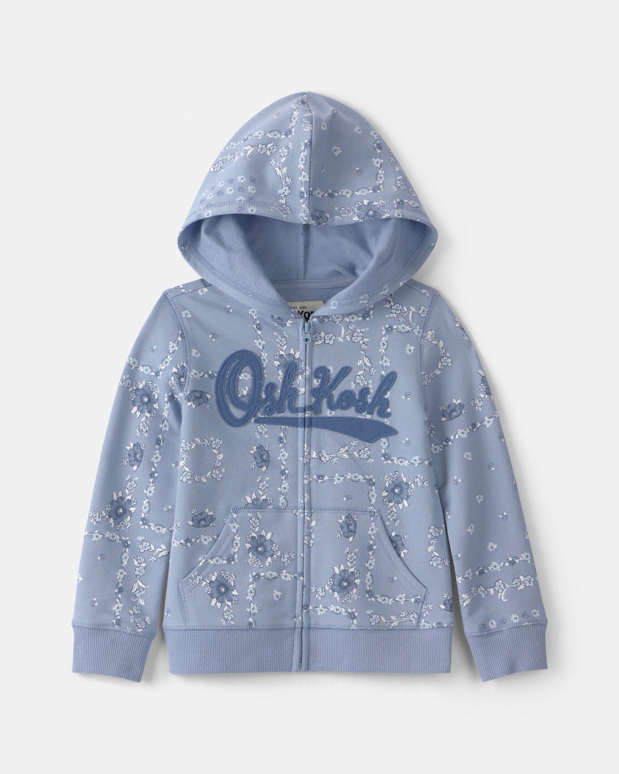 OshKosh Bgosh Toddler Girls Girl Floral OshKosh Logo Zip-Up Hoodie - Blue 2T Blue 22$
