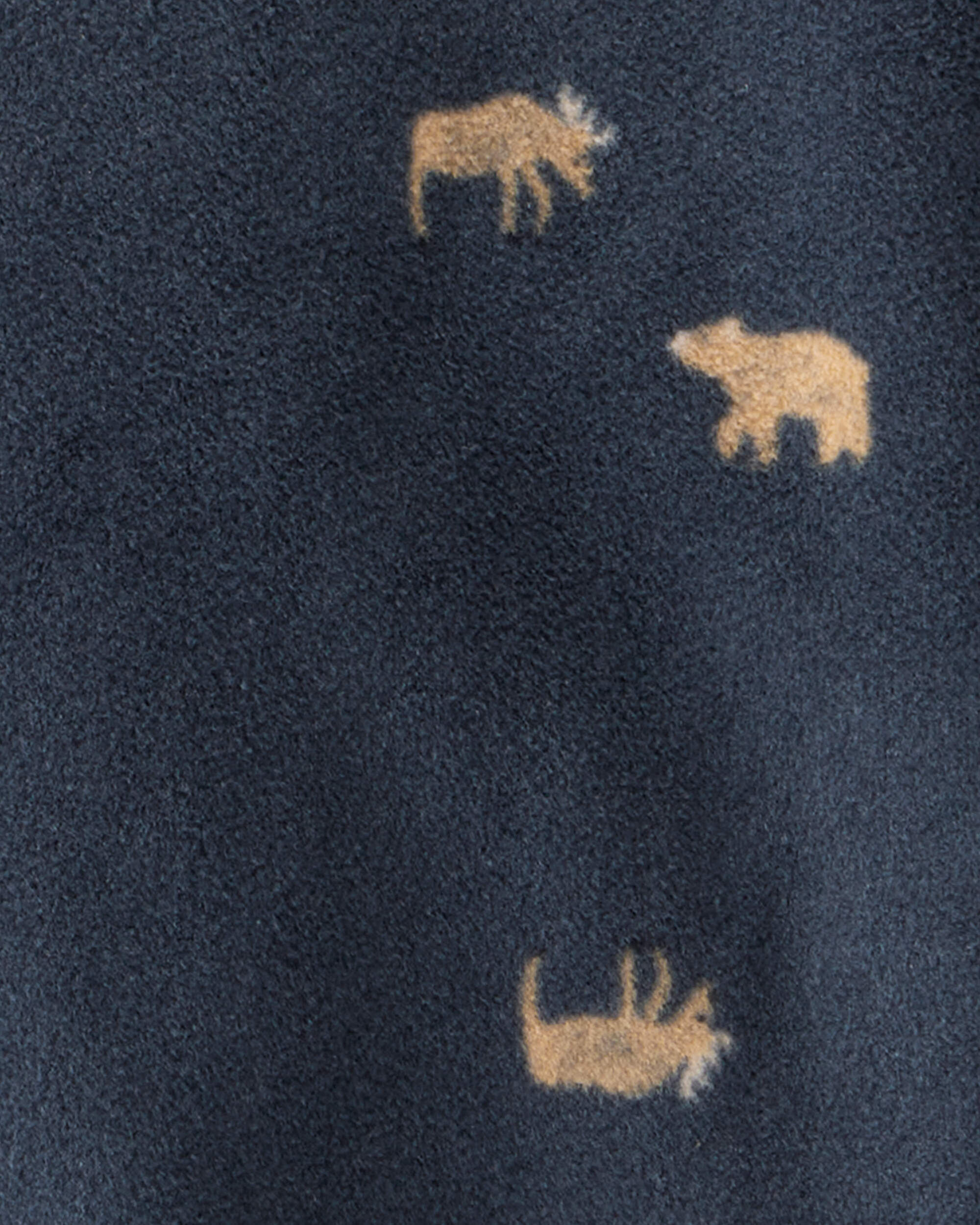 Toddler Boy Moose & Bear Print Loose Fit Long-Sleeve 2-Way Zip 1-Piece Pajamas - Navy Blue