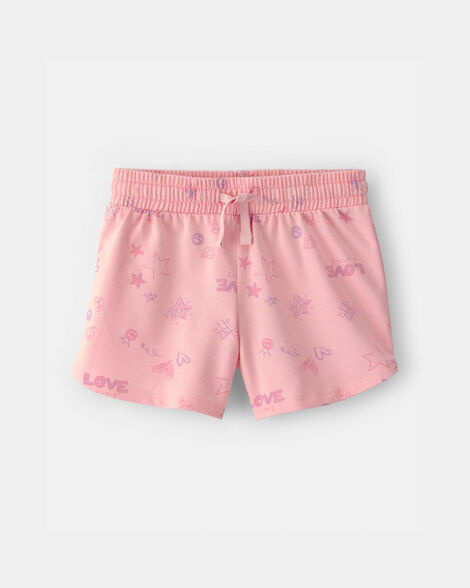 girls star french terry shorts - pink