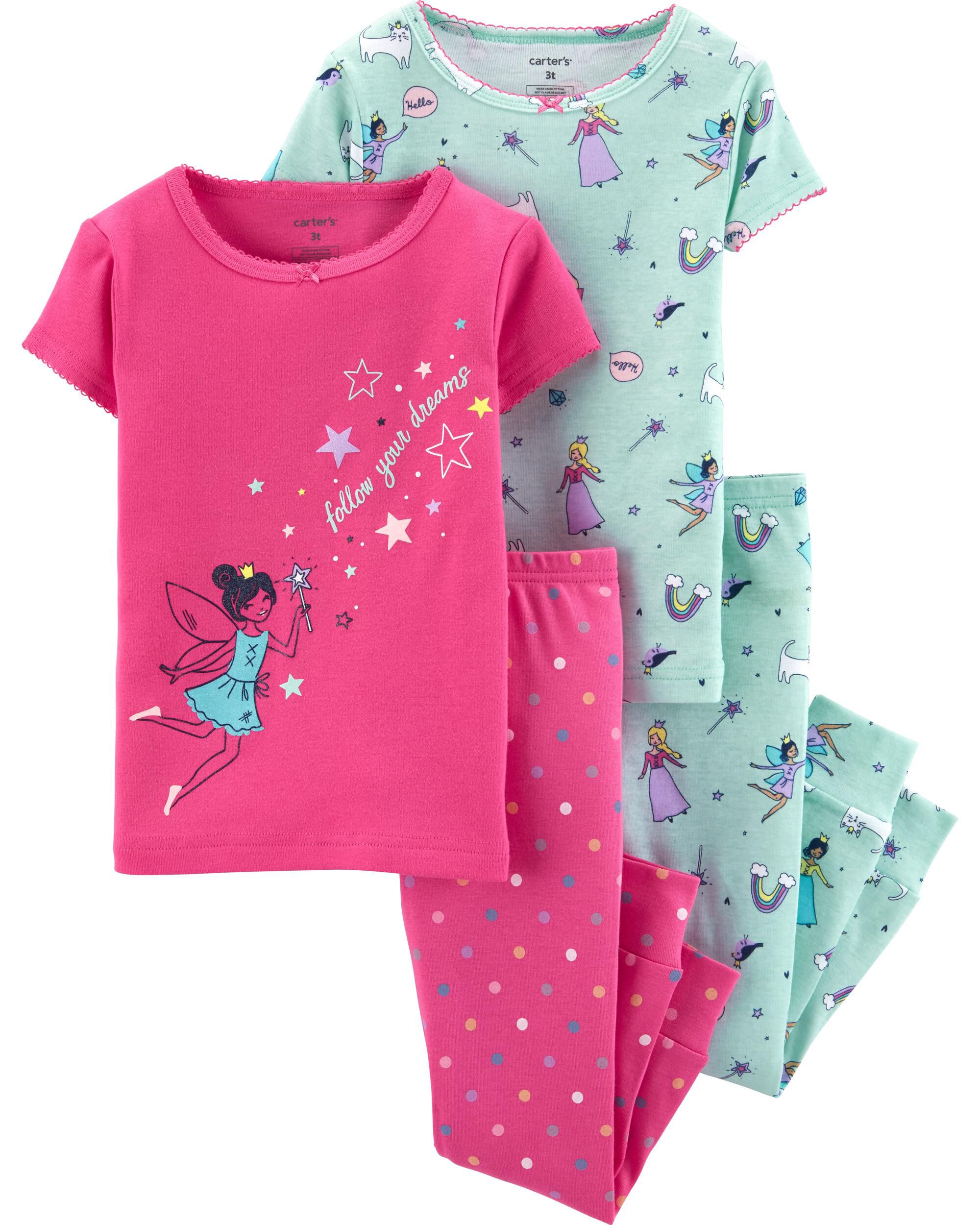 New Carter/'s Fairy Pajama Set Girls Snug Fit many sizes Blue Short sleeve