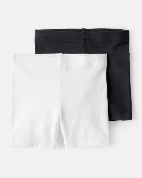 toddler girl 2-pack tumbling shorts - black/white