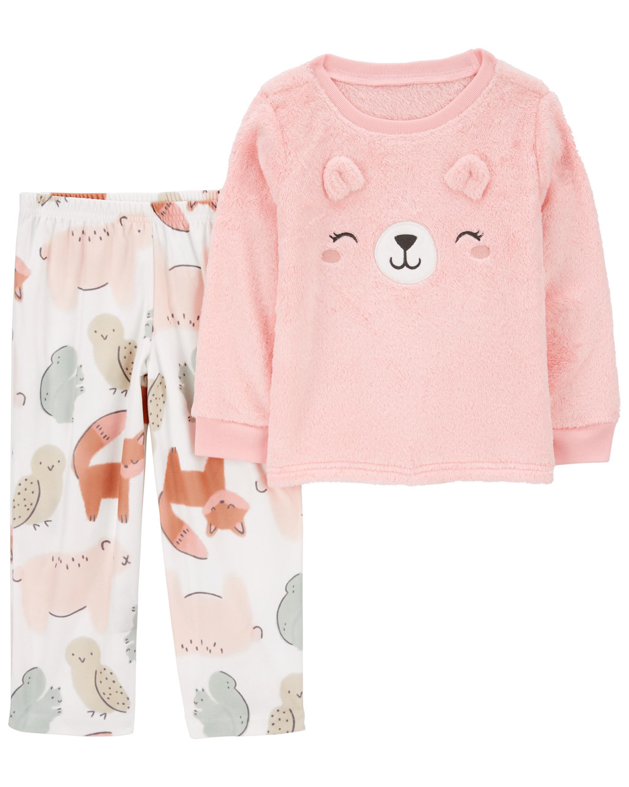 Toddler 2 Piece Fuzzy Velboa Bear Pajamas