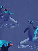 Blue - Baby Penguin Thermal Graphic Tee, Selected
