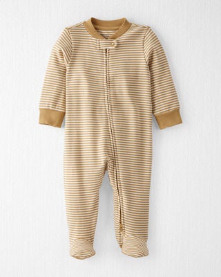 Product image 1 of Baby Organic Cotton Rib Sleep & Play Pajamas in Stripes