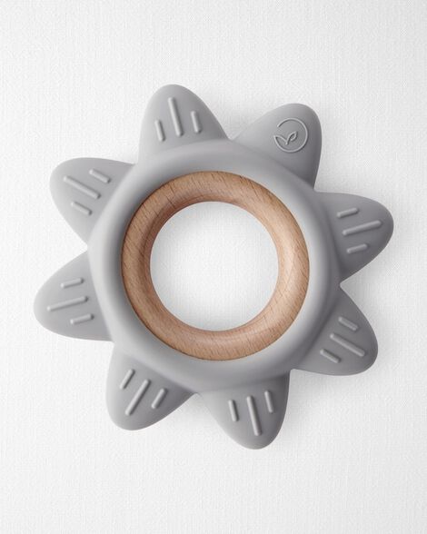 Baby Little Planet Silicone &  Wood Teether - Grey