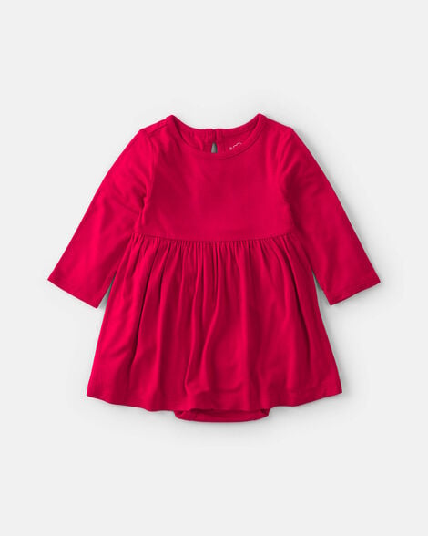 baby girl purelysoft™ long-sleeve bodysuit dress - red