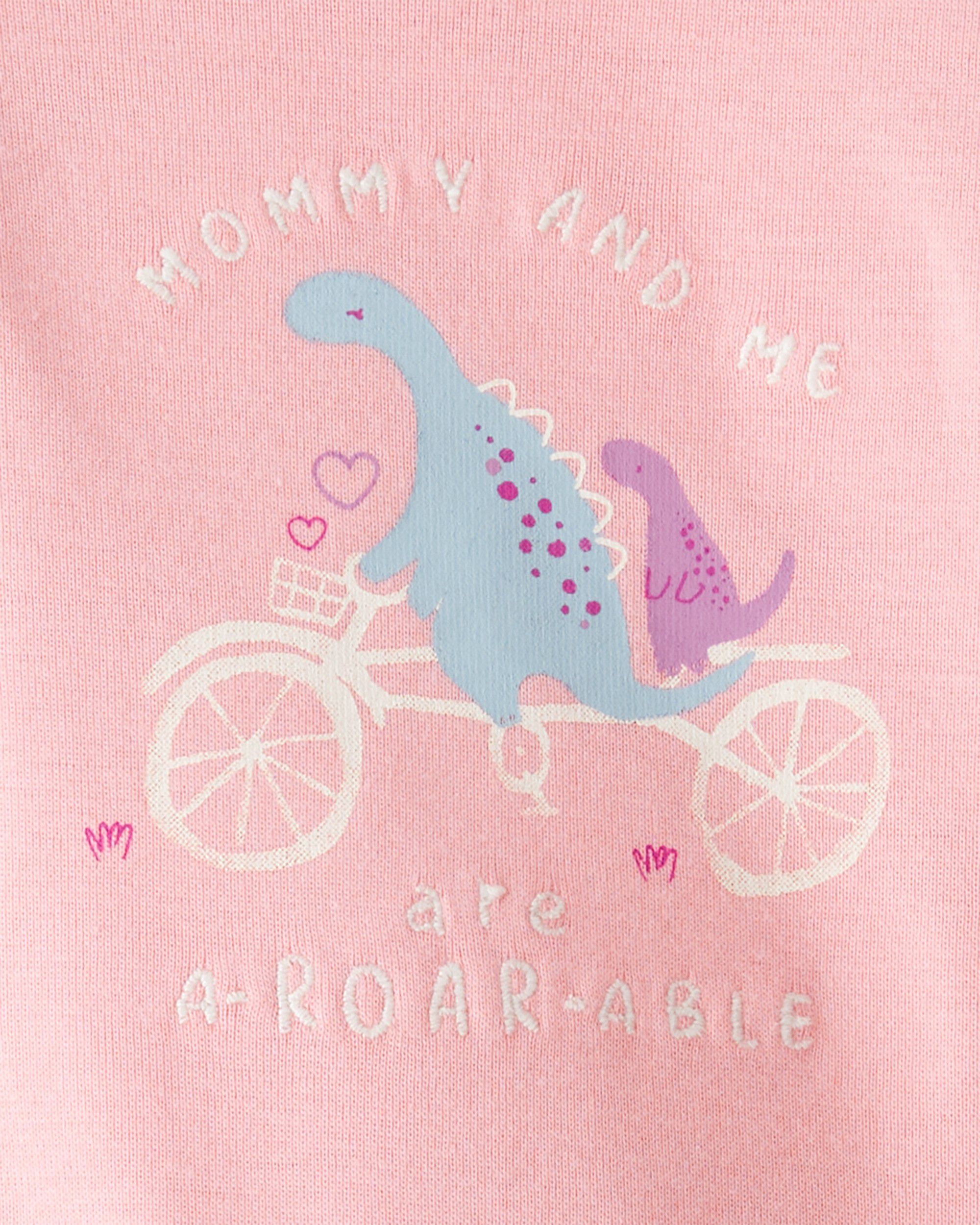 Baby Girl 2-Piece Dinosaur Print Cotton Long-Sleeve Bodysuit & Pant Set - Pink/White