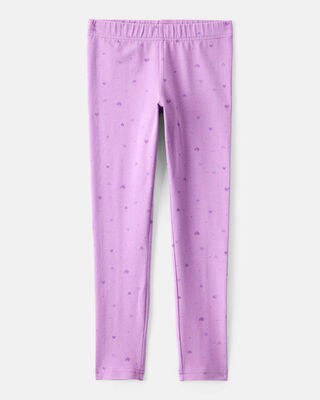 Product image 1 of Girls Heart Print Cotton Pull-On Stretch Leggings - Purple