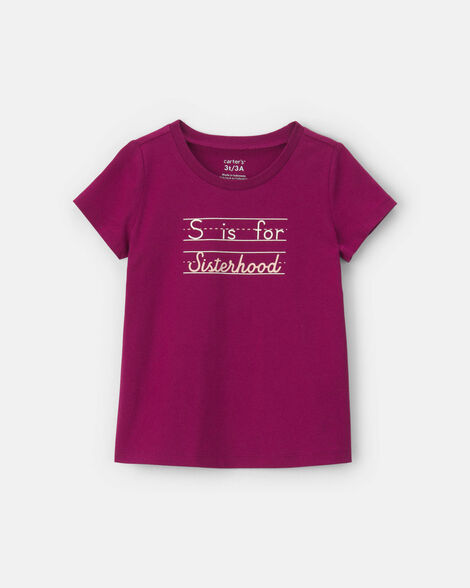 toddler girl 'sisterhood' graphic tee - burgundy