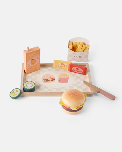 hamburger wooden activity toy set